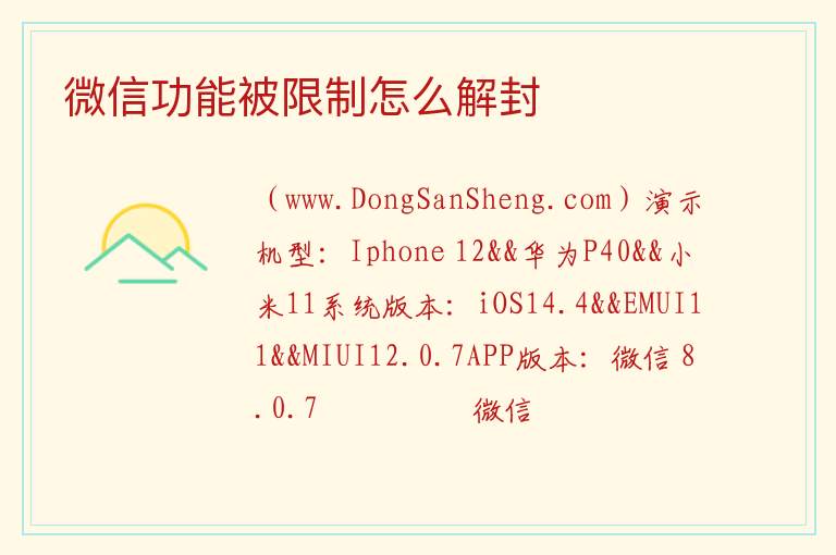 微信功能被限制怎么解封 