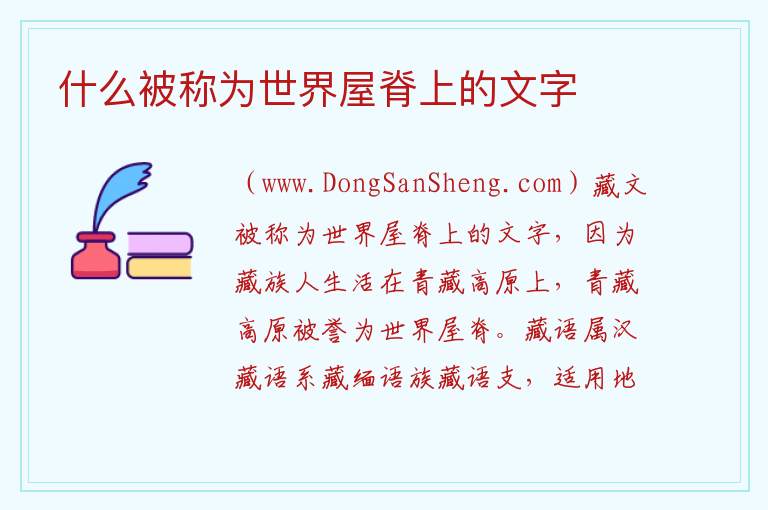 什么被称为世界屋脊上的文字 
