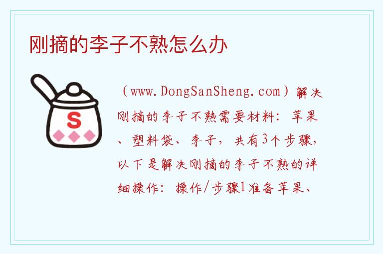 刚摘的李子不熟怎么办 