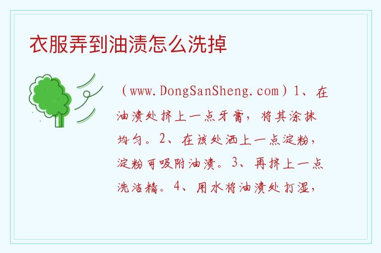 衣服弄到油渍怎么洗掉 