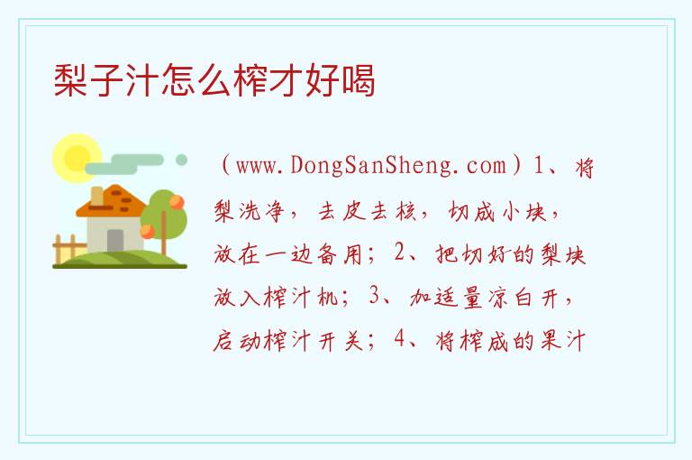 梨子汁怎么榨才好喝 