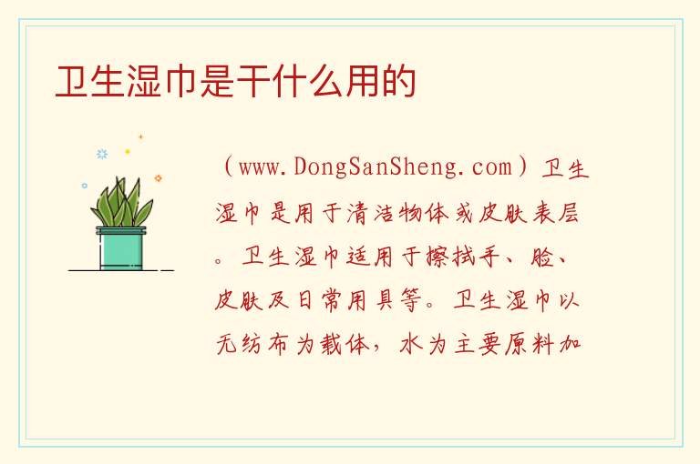 卫生湿巾是干什么用的 