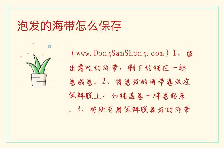 泡发的海带怎么保存 