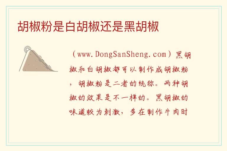 胡椒粉是白胡椒还是黑胡椒 