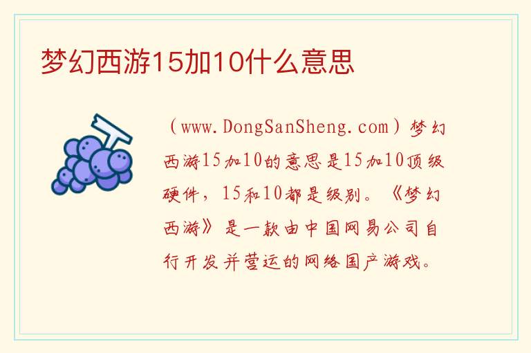 梦幻西游15加10什么意思 