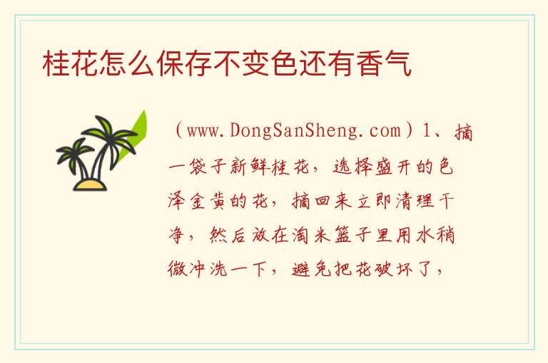 桂花怎么保存不变色还有香气 