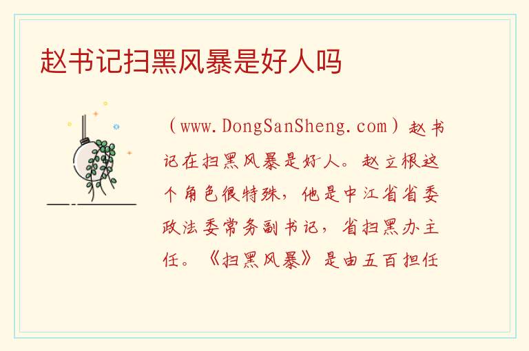 赵书记扫黑风暴是好人吗 扫黑风暴林浩是谁
