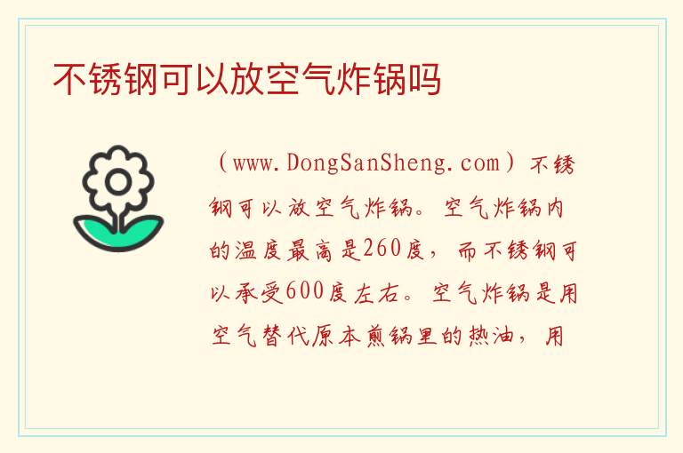 不锈钢可以放空气炸锅吗 