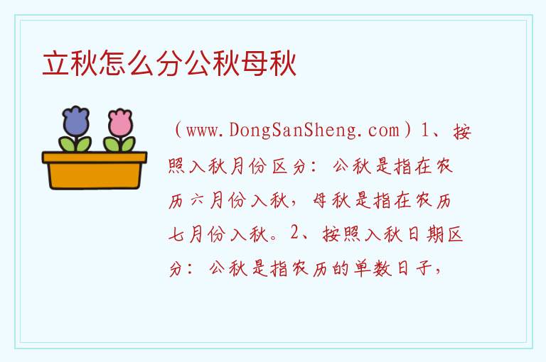 立秋怎么分公秋母秋 
