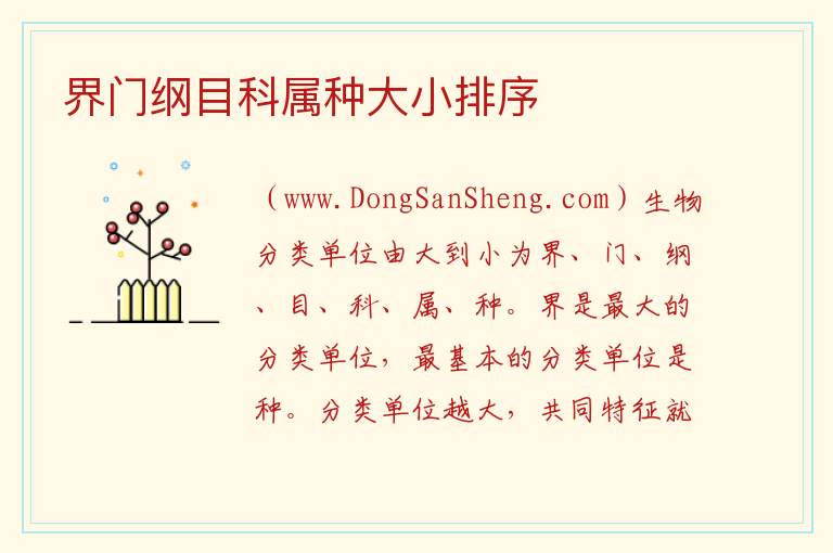 界门纲目科属种大小排序 
