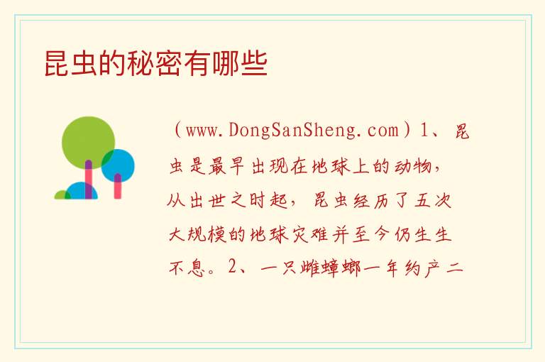 昆虫的秘密有哪些 