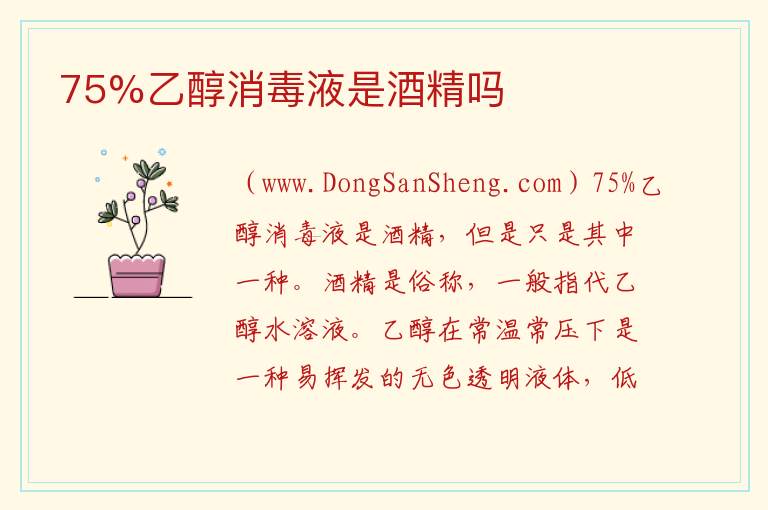 75%乙醇消毒液是酒精吗 