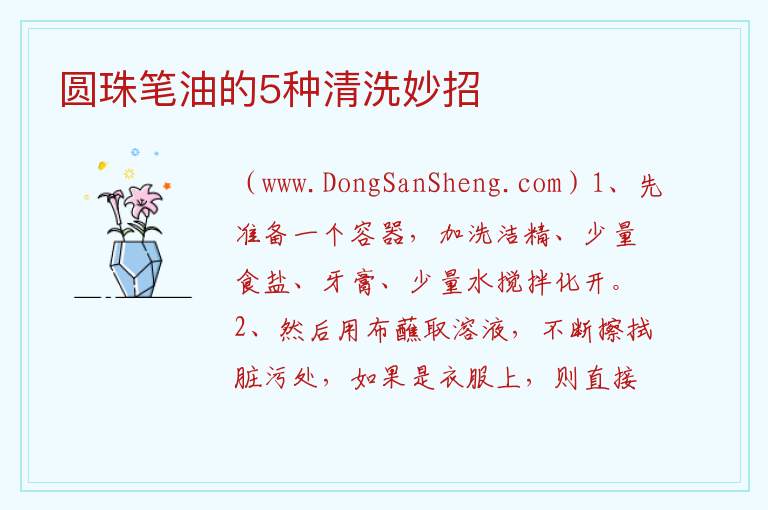 圆珠笔油的5种清洗妙招 