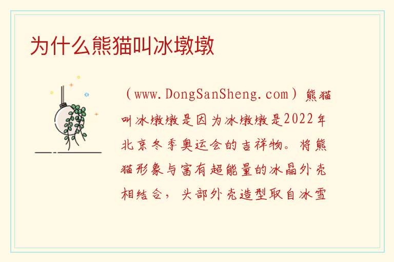 为什么熊猫叫冰墩墩 