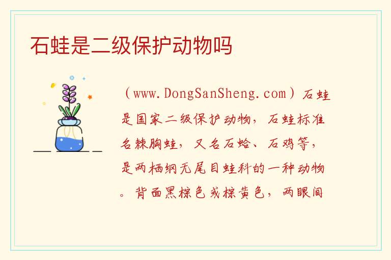 石蛙是二级保护动物吗 石蹦是国家保护动物吗