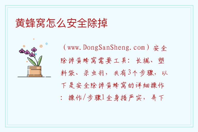黄蜂窝怎么安全除掉 