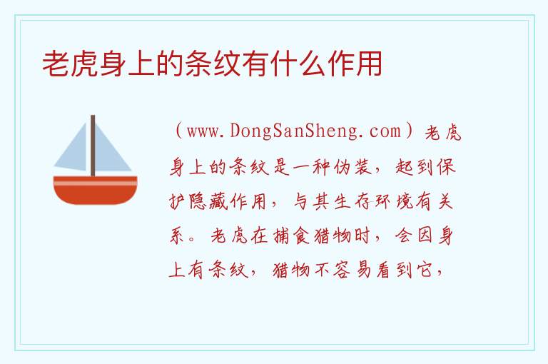 老虎身上的条纹有什么作用 