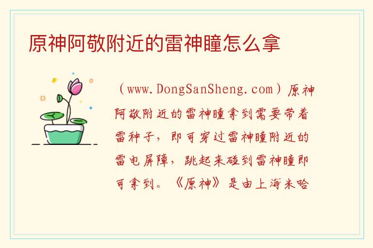 原神阿敬附近的雷神瞳怎么拿 
