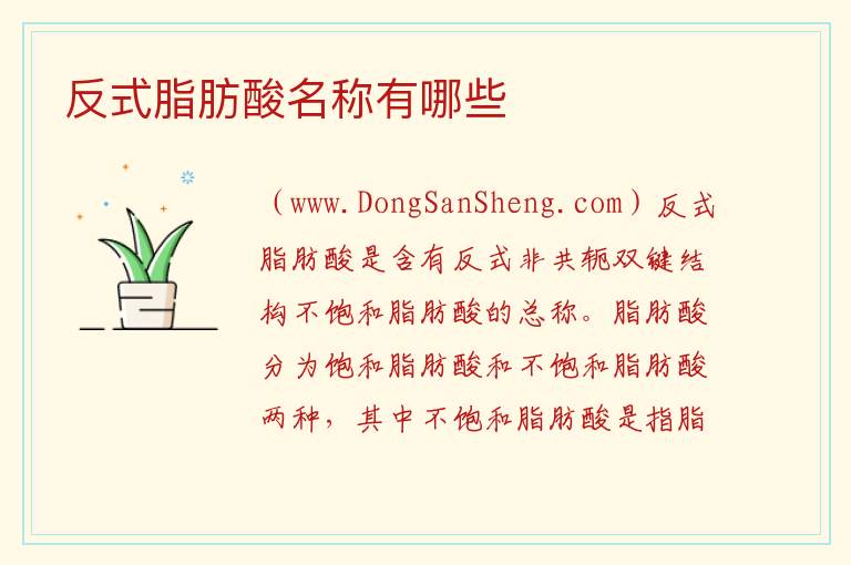 反式脂肪酸名称有哪些 