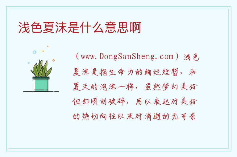 浅色夏沫是什么意思啊 