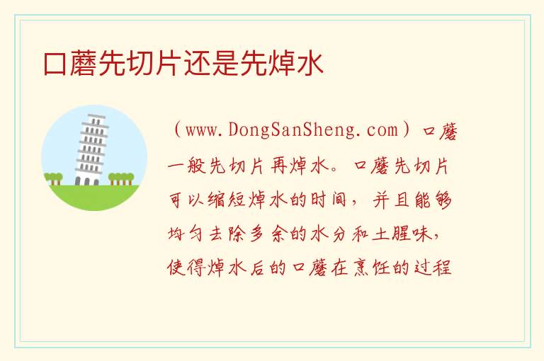 口蘑先切片还是先焯水 