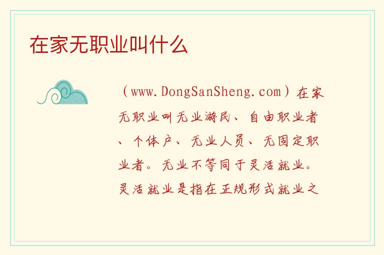 在家无职业叫什么 