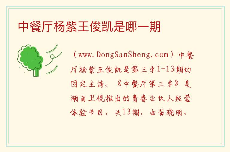 中餐厅杨紫王俊凯是哪一期 