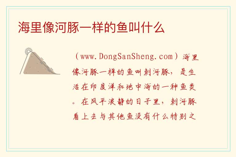 海里像河豚一样的鱼叫什么 