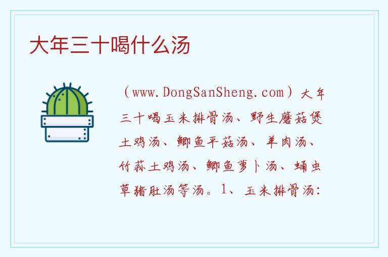 大年三十喝什么汤 