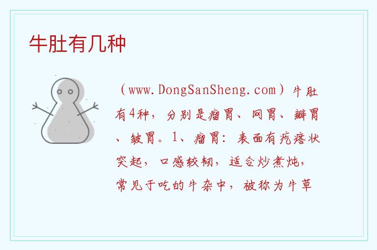 牛肚有几个胃，牛肚有几个胃