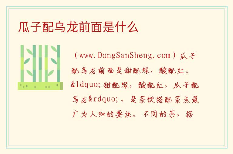 瓜子配乌龙前面是什么 