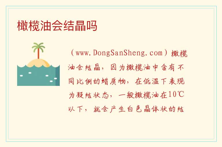 橄榄油会结晶吗 
