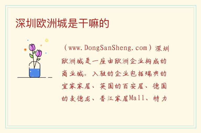 深圳欧洲城是干嘛的 
