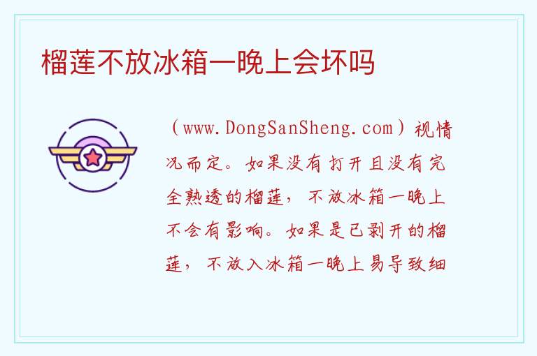 榴莲不放冰箱一晚上会坏吗 