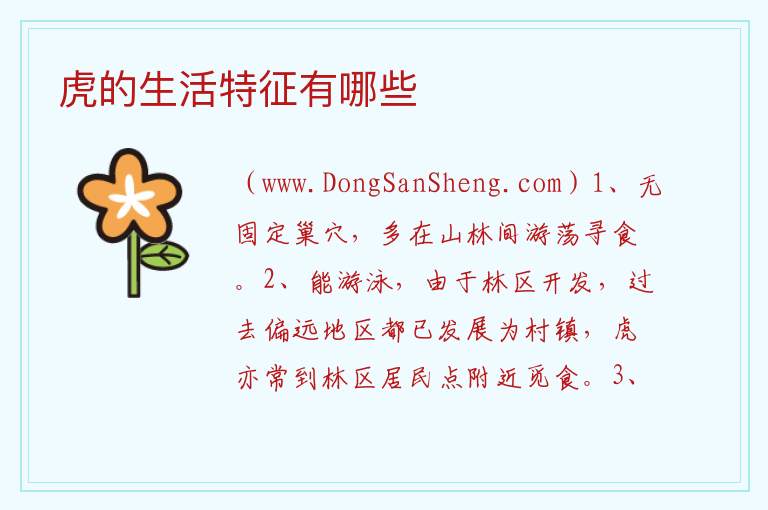 虎的生活特征有哪些 