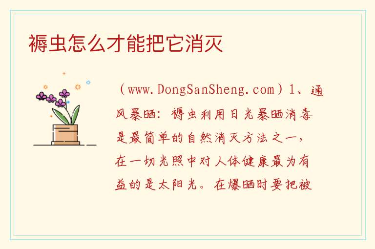 褥虫怎么才能把它消灭 