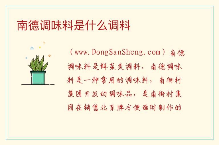 南德调味料是什么调料 