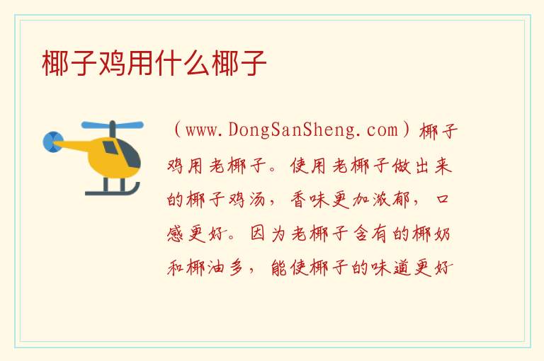 椰子鸡用什么椰子 