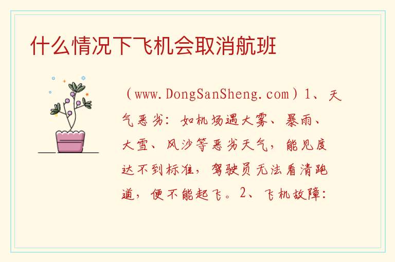 什么情况下飞机会取消航班 飞机航班取消了有赔偿吗