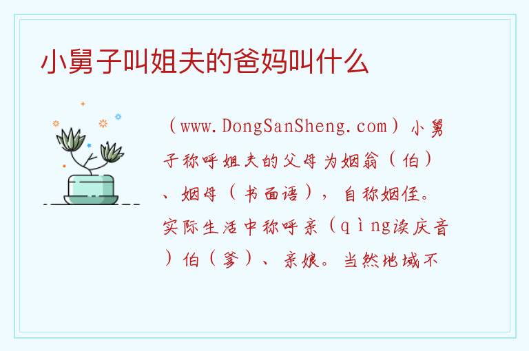 小舅子叫姐夫的爸妈叫什么 