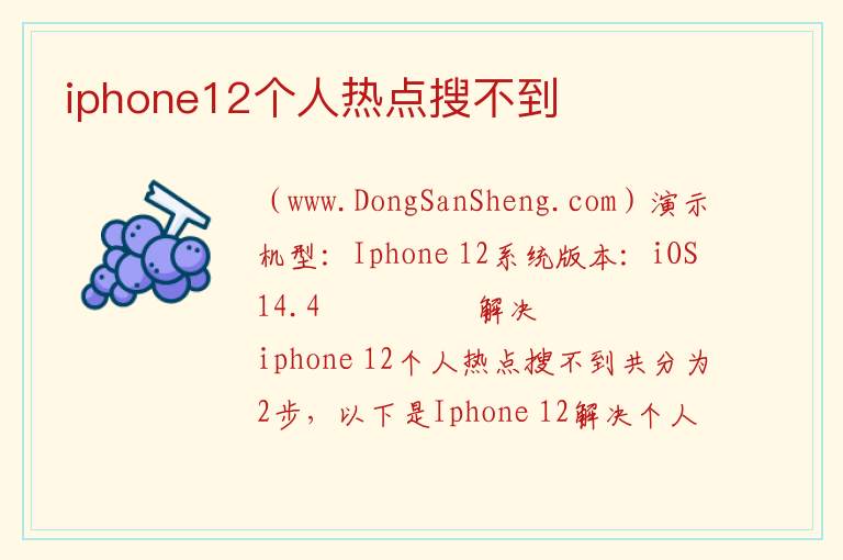 iphone12个人热点搜不到 