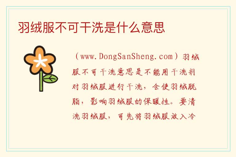 羽绒服不可干洗是什么意思 