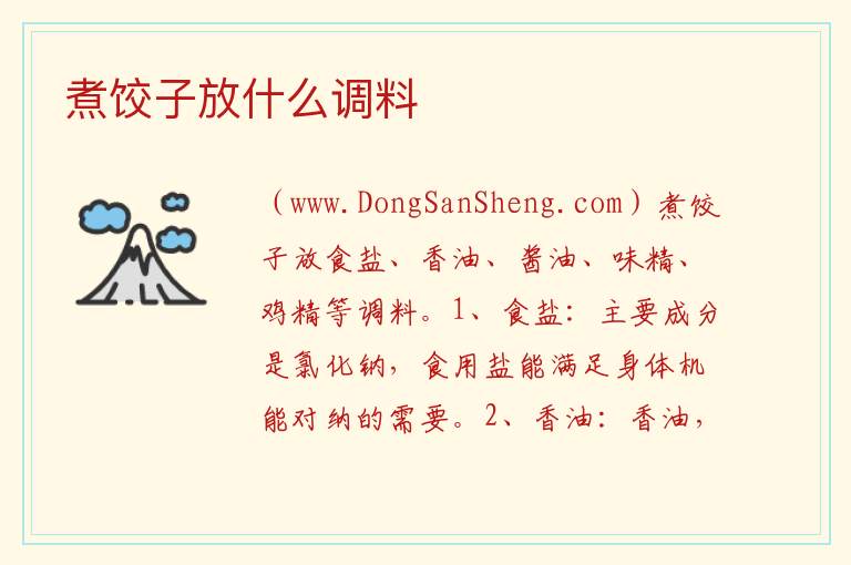 煮饺子放什么调料 