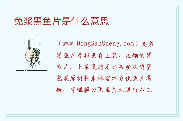 免浆黑鱼片是什么意思 