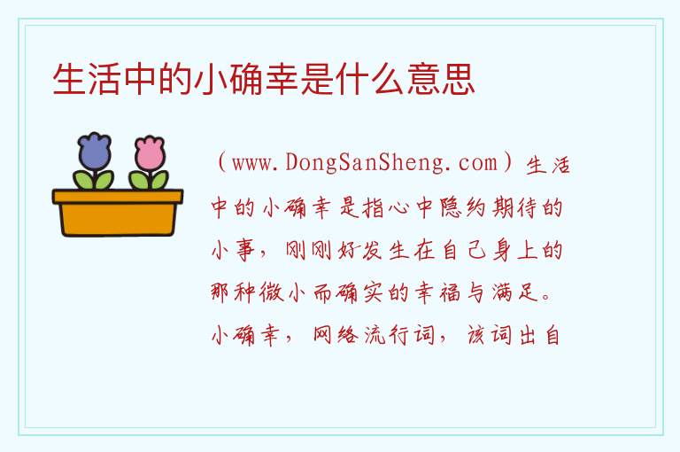 生活中的小确幸是什么意思 