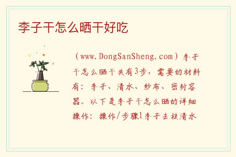 李子干怎么晒干好吃 