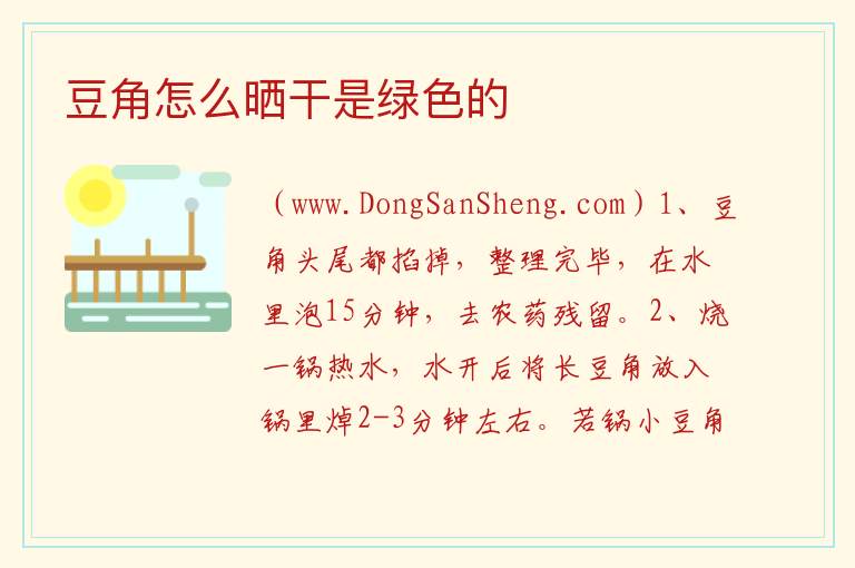 豆角怎么晒干是绿色的 