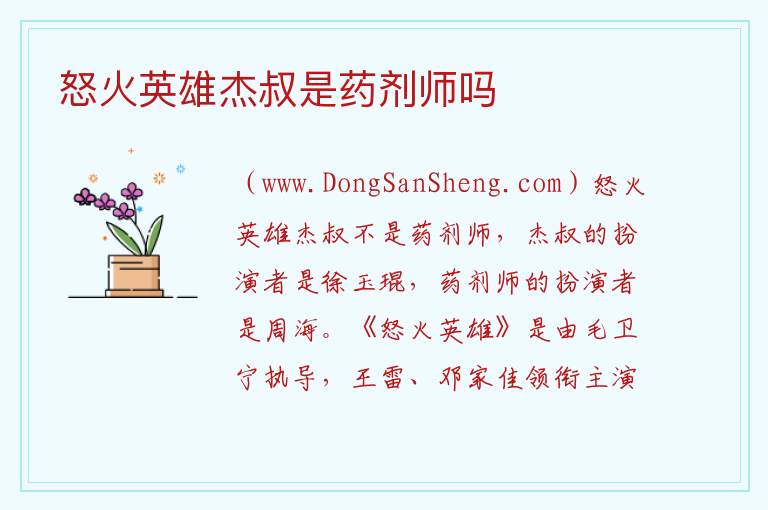 怒火英雄杰叔是药剂师吗 
