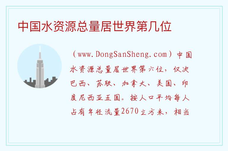 中国水资源总量居世界第几位 