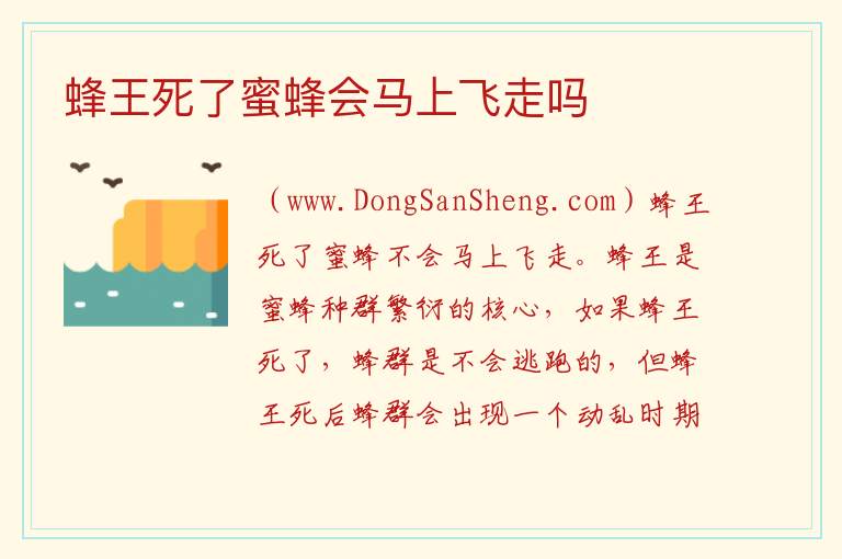 蜂王死了蜜蜂会马上飞走吗 